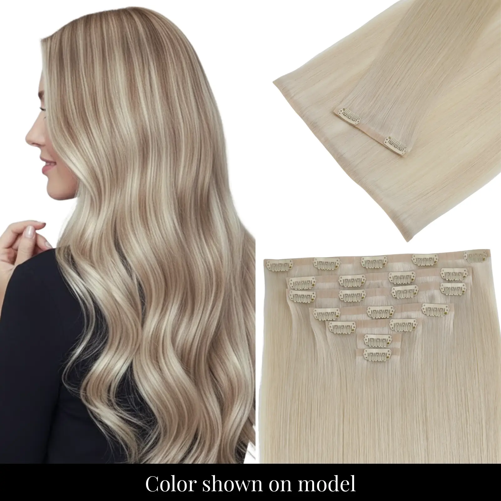 [Pre Order] Injection PU Clip in Hair Extensions Remy Hair Blonde Low…