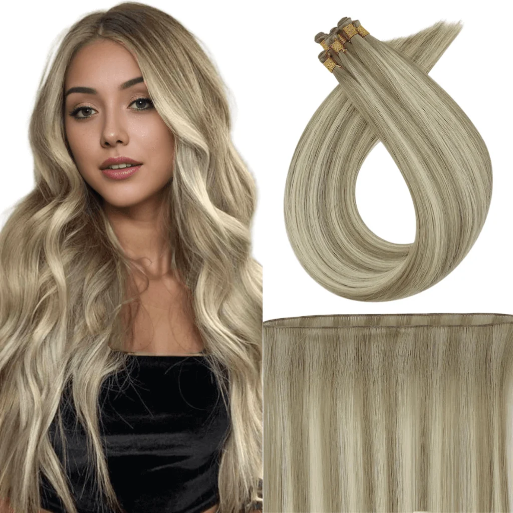 Virgin Hand Tied Weft Hair Extensions Balayage Brown #8/8/613