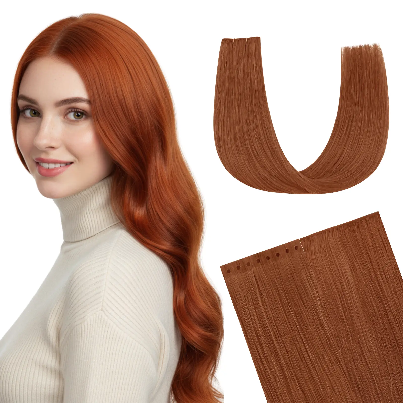 Virgin XO Invisible Weft Butterfly Weft Extensions Copper Red #33