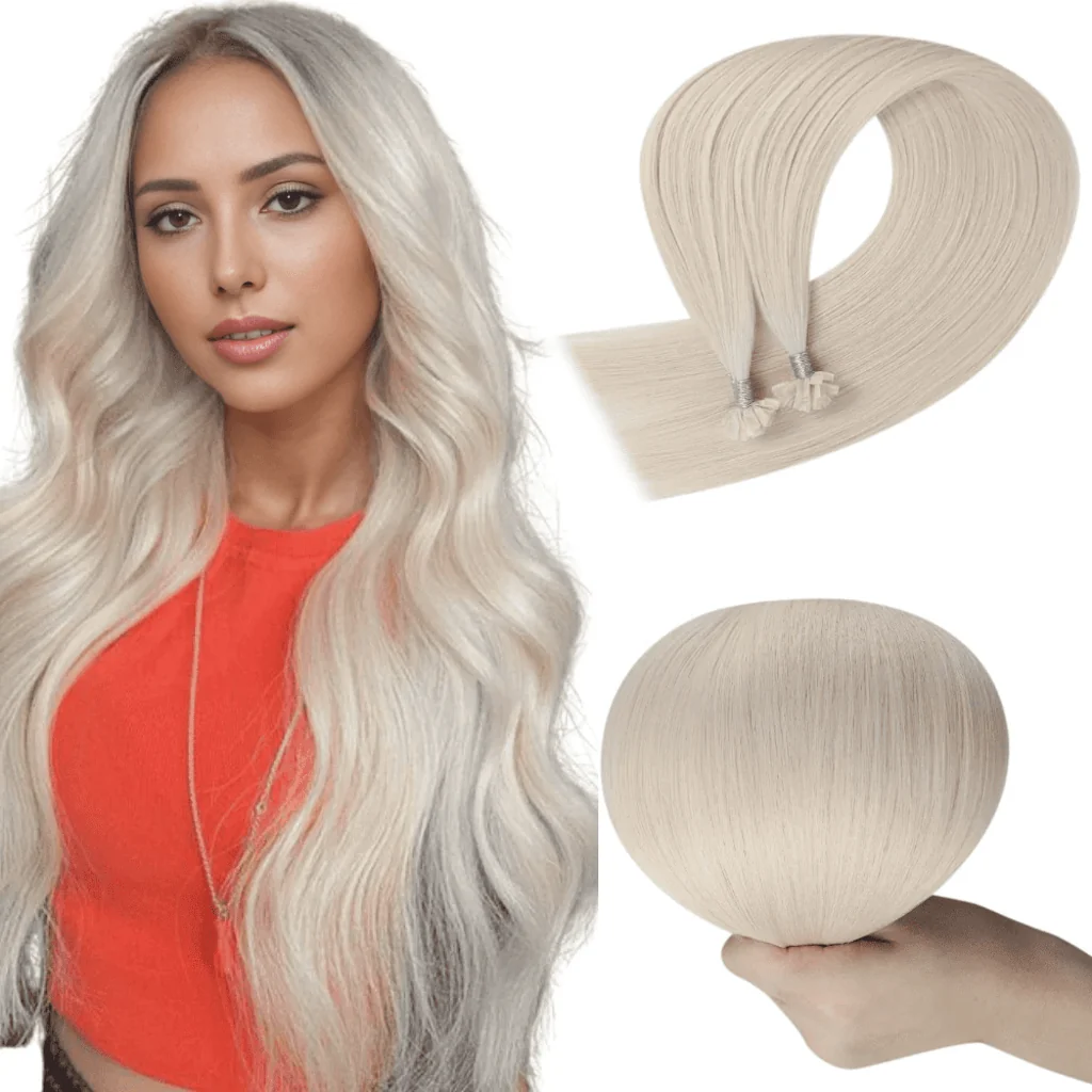 Virgin Hair K Tip Hair Extensions Platinum Blonde #1000