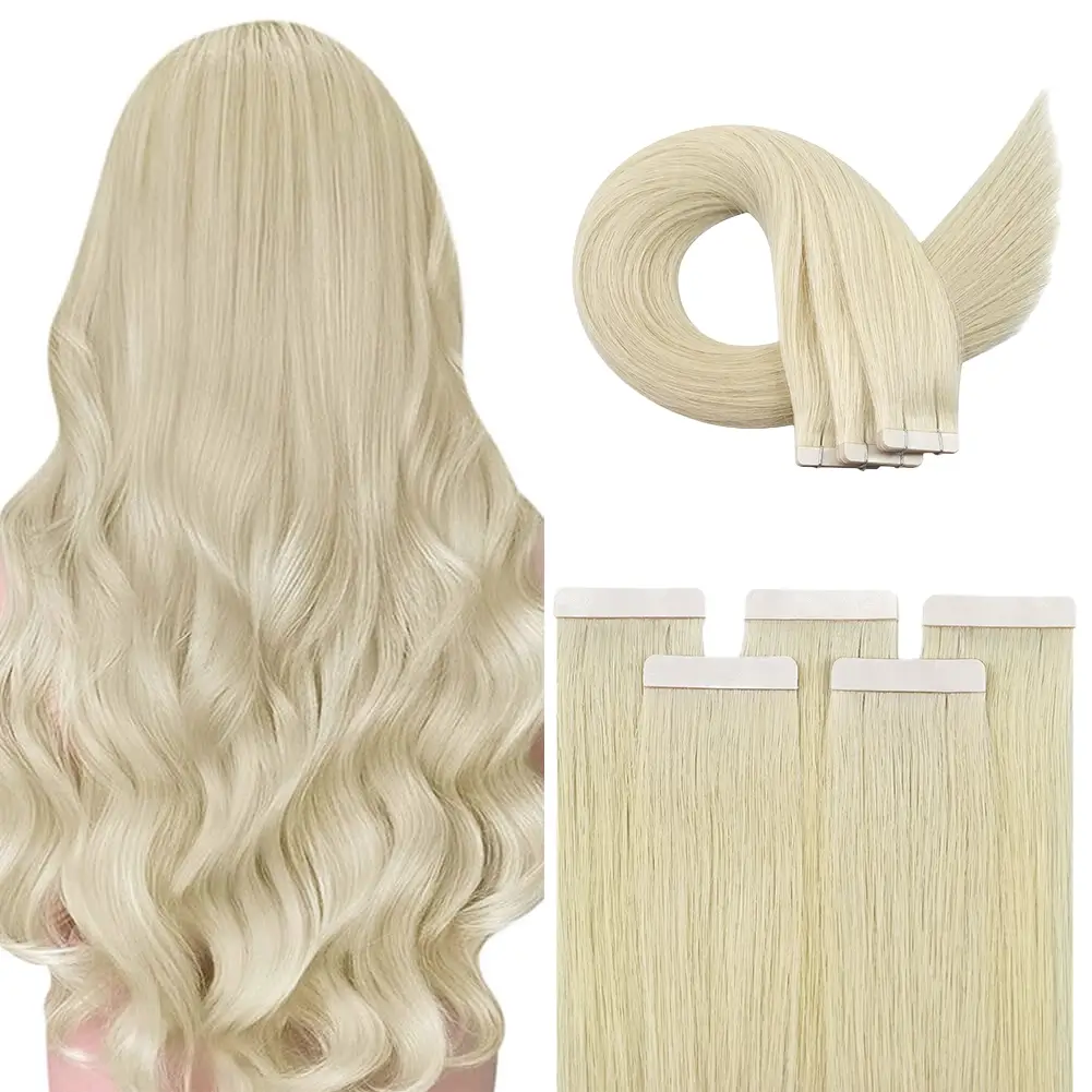 Virgin Hair Light Blonde Tape in Hair Extension 100% Human Hair #60