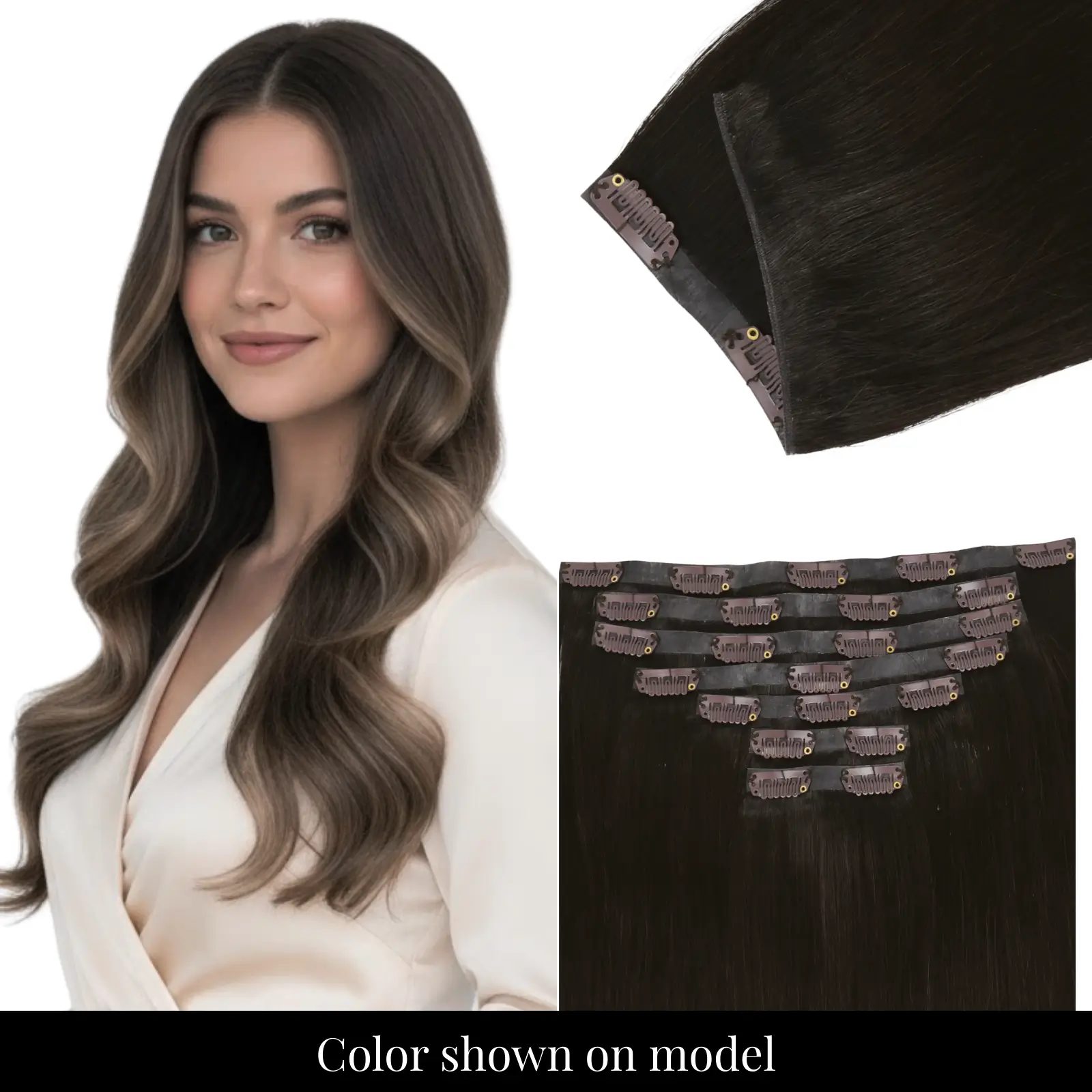 [Pre order] Genius PU Clip in Hair Extensions 7 Pieces Brown Highligh…