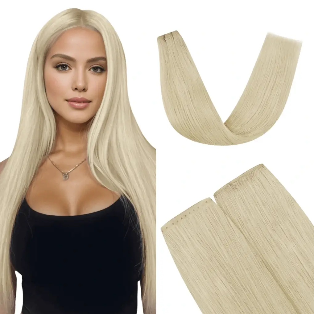Virgin XO Invisible Weft Butterfly Weft Extensions Bleach Blonde #60